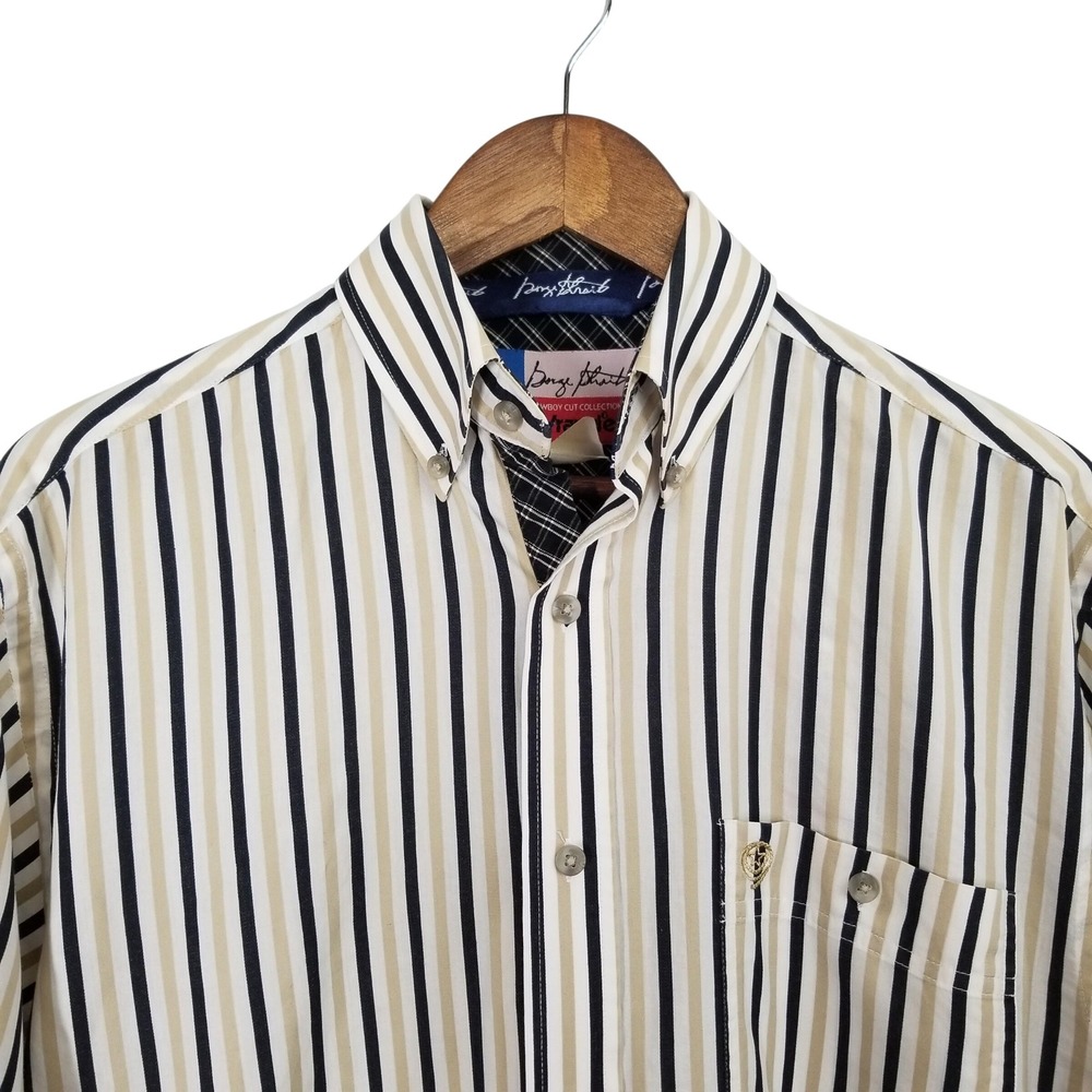 Wrangler George Strait Cowboy Cut Striped Button Down Western Shirt Mens XL